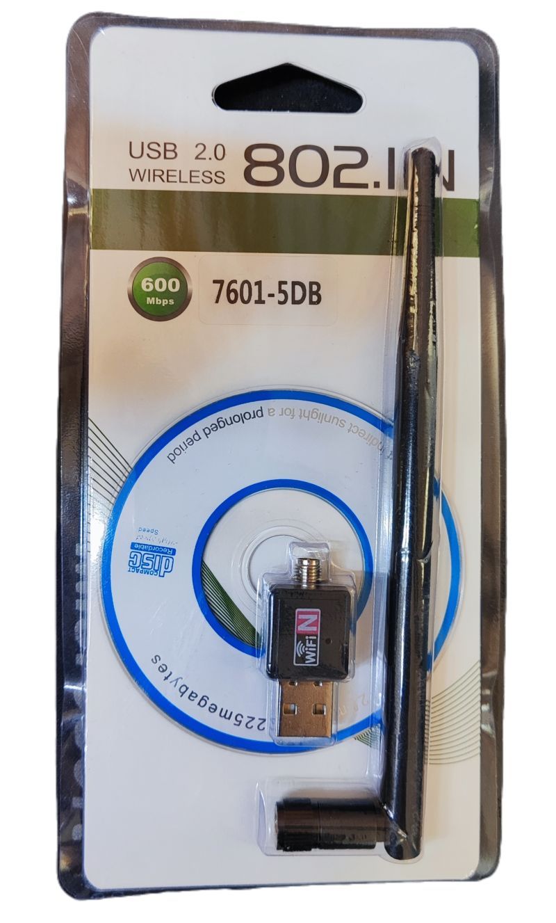 картинка WIFI адаптер-антенна 7601-5DB, USB 2.0, 802.11n/g, 600 Mbps, 5 Дб от магазина "мир Электроники"
