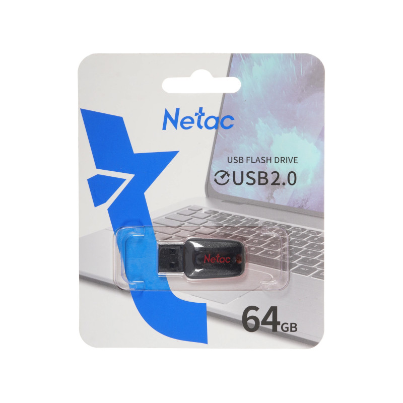 картинка Флешка Netac NT03U197N-064G-20BK 64GB, USB2.0, чёрный от магазина "мир Электроники"