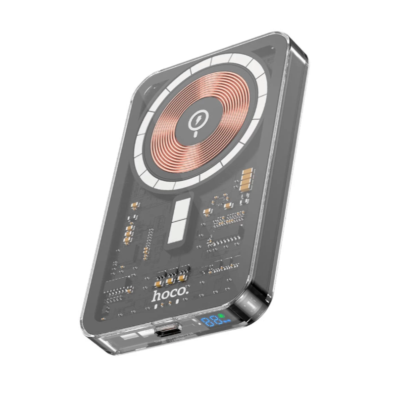 картинка POWER BANK HOCO Q14, 5000 мАч, PD 20 Вт, QC 3.0, Type-C, беспроводная зарядка от магазина "мир Электроники"