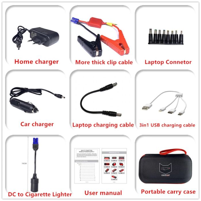 картинка Пусковое устройство для автомобиля OBDIICAT D8, Car Starter 300A, сумка от магазина "мир Электроники"