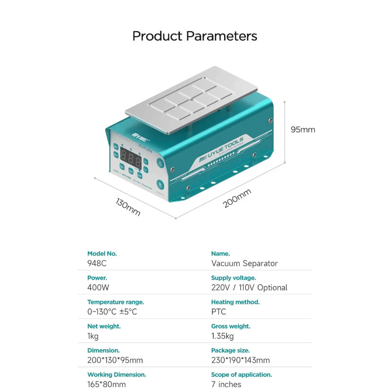 картинка Сепаратор UYUE 948C LCD для ремонта экрана телефонов до 7 от магазина "мир Электроники"