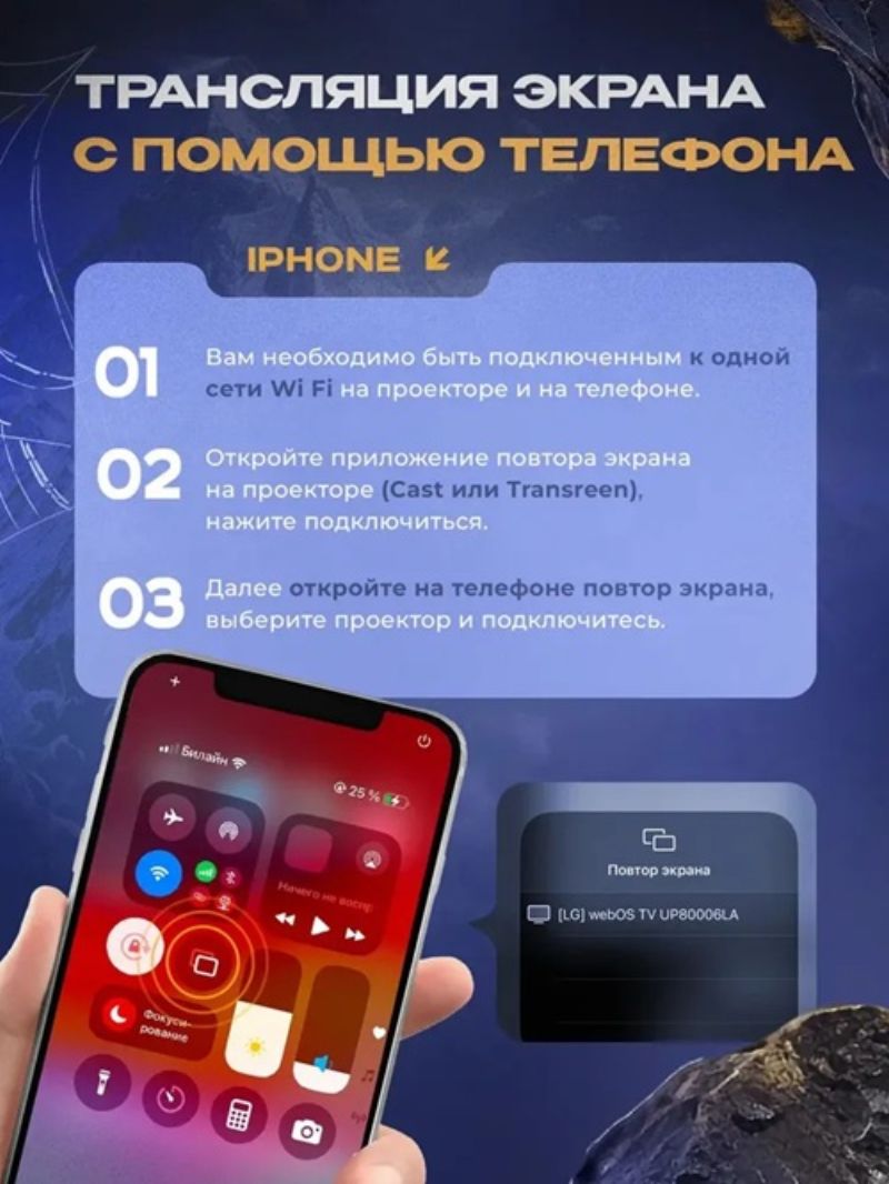 картинка Проектор LED мини Hy300, Anroid 12, белый от магазина "мир Электроники"