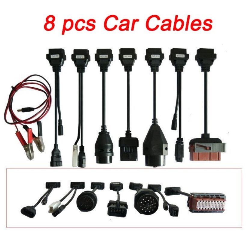 картинка Комплект кабелей, шнуров диагностических ОБД2 OBD2 для легковых автомобилей от магазина "мир Электроники"