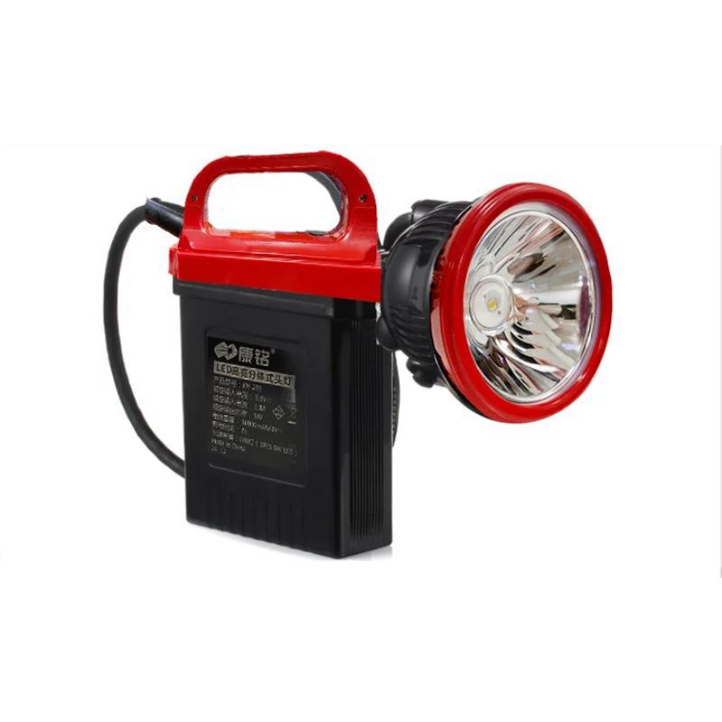 картинка Фонарь шахтерский ручной/налобный с мощным аккумулятором KM-206 от магазина "мир Электроники"