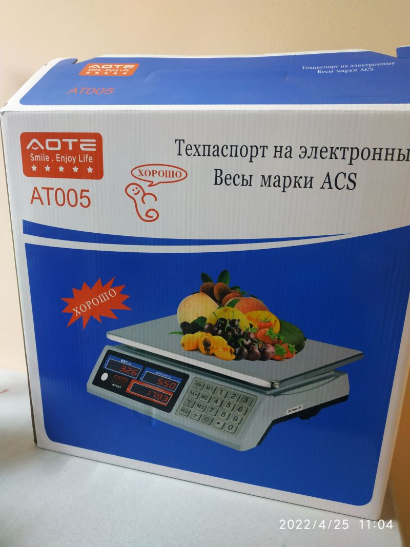 картинка Весы настольные торговые AOTE A005 до 40 кг на аккумуляторе от магазина "мир Электроники"