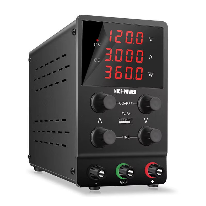 картинка Блок питания лабораторный NICE SPS3010, 0-30В/10А, 3 индикатора, черный от магазина "мир Электроники"