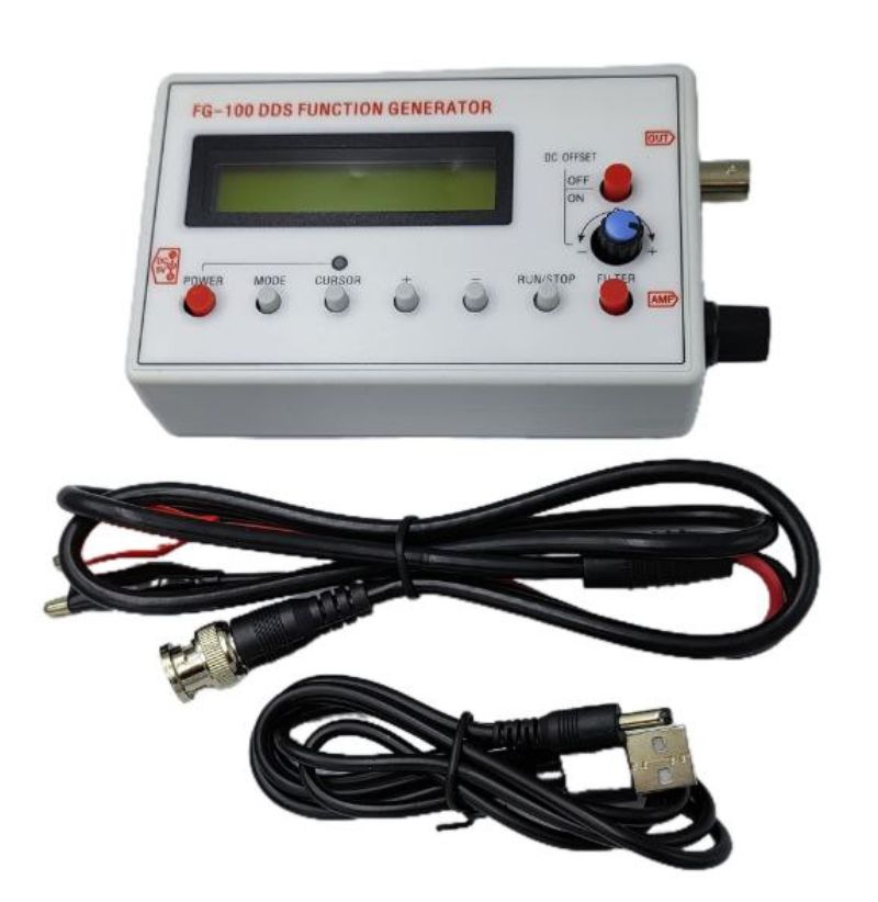 картинка Генератор сигналов FG-100 DDS, 1 Гц-500 кГц, синус, мендр, треугольник, + шнур BNC от магазина "мир Электроники"