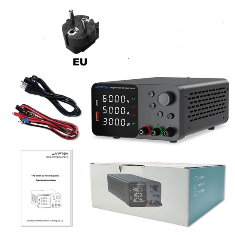 картинка Лабораторный блок питания Wanptek TPS605, 0-60В/5А, USB, Type-C, черный от магазина "мир Электроники"