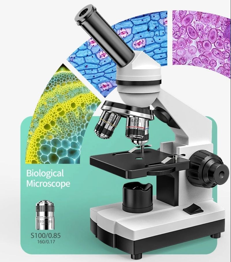картинка Микроскоп биологический G3006A 40X-2500X с набором слайдов от магазина "мир Электроники"