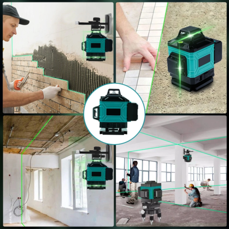 картинка Лазерный уровень MBC 4D, зеленый, 2 аккумулятора, штатив, кейс от магазина "мир Электроники"