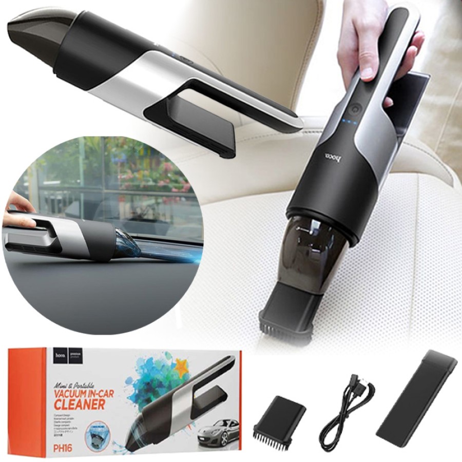 картинка Пылесос автомобильный HOCO PH16 аккумуляторный с насадками от магазина "мир Электроники"