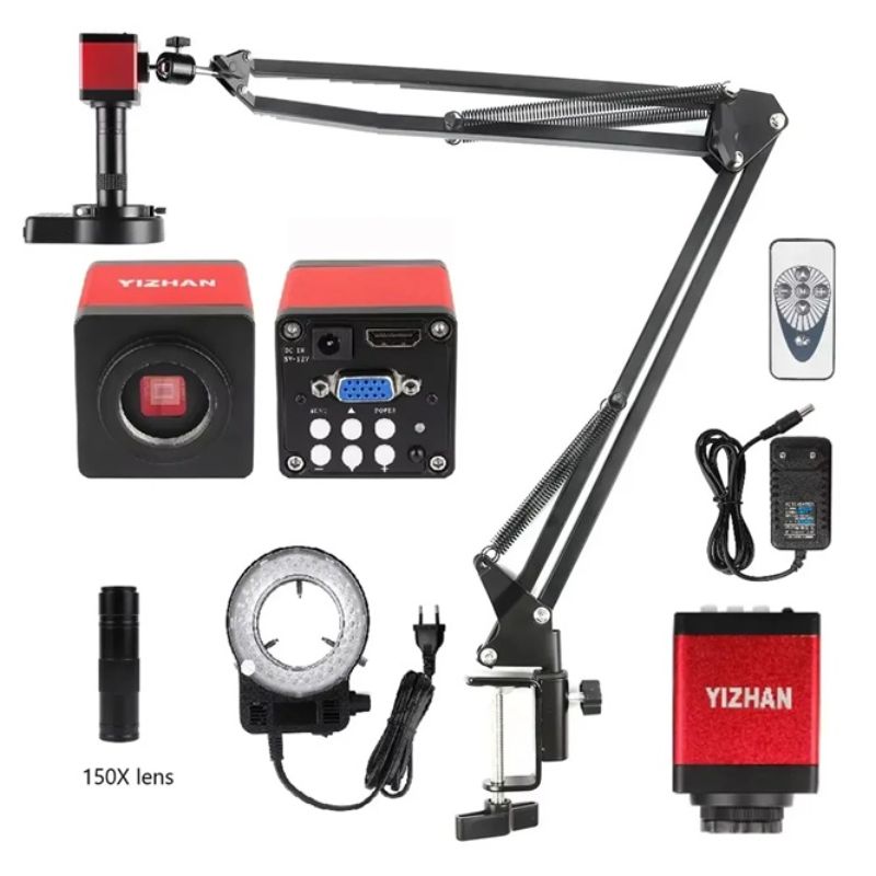 картинка Микроскоп цифровой YIZHAN, HDMI+VGA камера, объектив 150x, подсветка, держатель от магазина "мир Электроники"