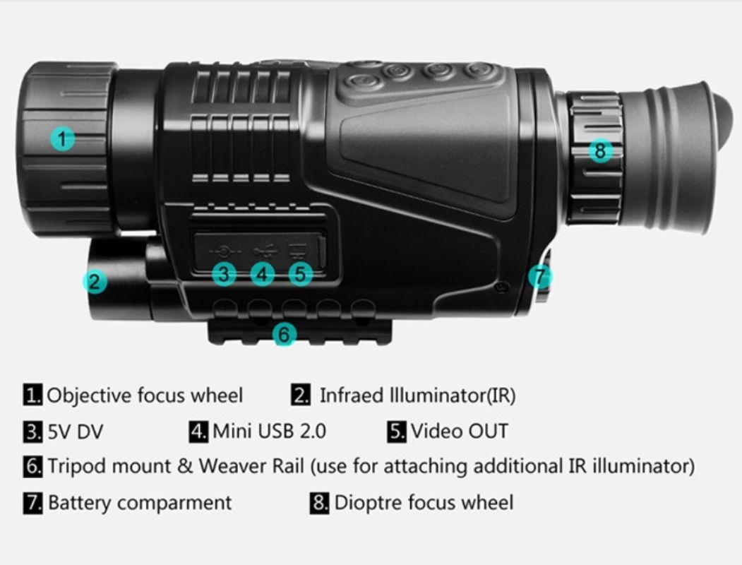 картинка Монокуляр ночного видения цифровой NV-400 5X, IR, 300 м от магазина "мир Электроники"
