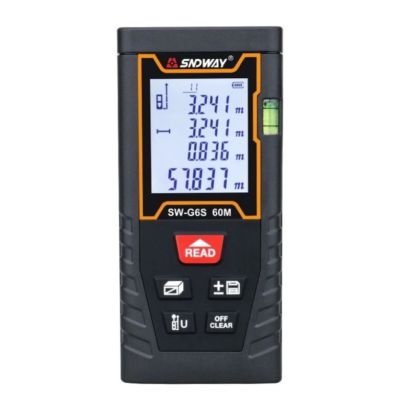 картинка Лазерный дальномер SW-G6S, рулетка 60 м с памятью измерений, точность 3 мм от магазина "мир Электроники"