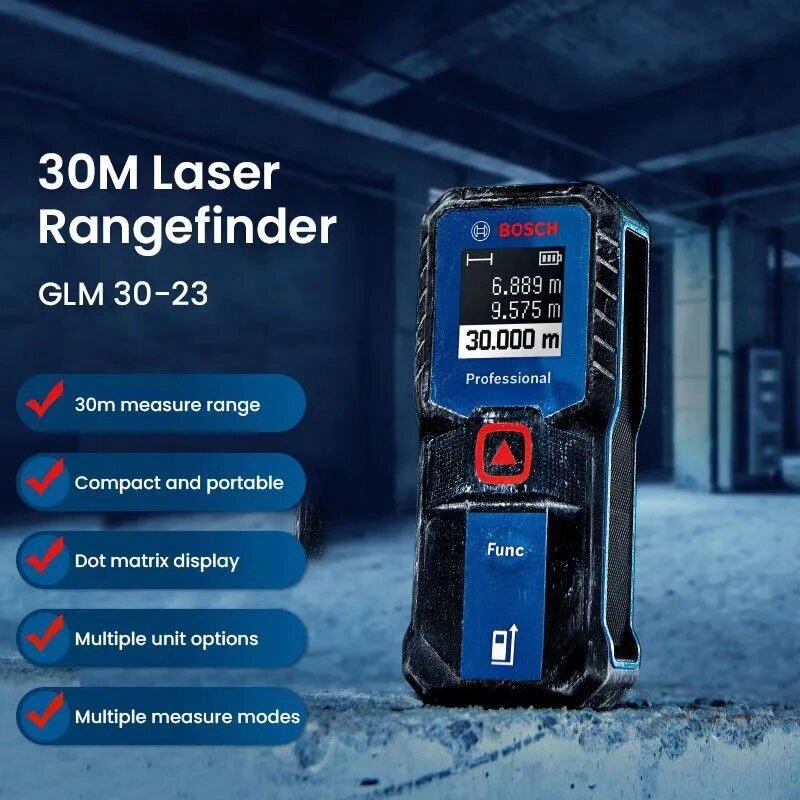 картинка Лазерный дальномер Bosch GLM 30-23 до 30 м, точность 1.5 мм от магазина "мир Электроники"