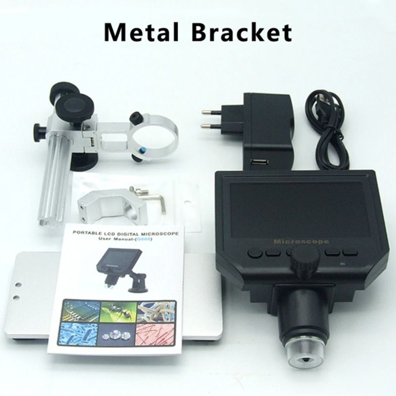 картинка Цифровой видео микроскоп 600X 4,3_ 3.6MP на регулируемой подставке от магазина "мир Электроники"