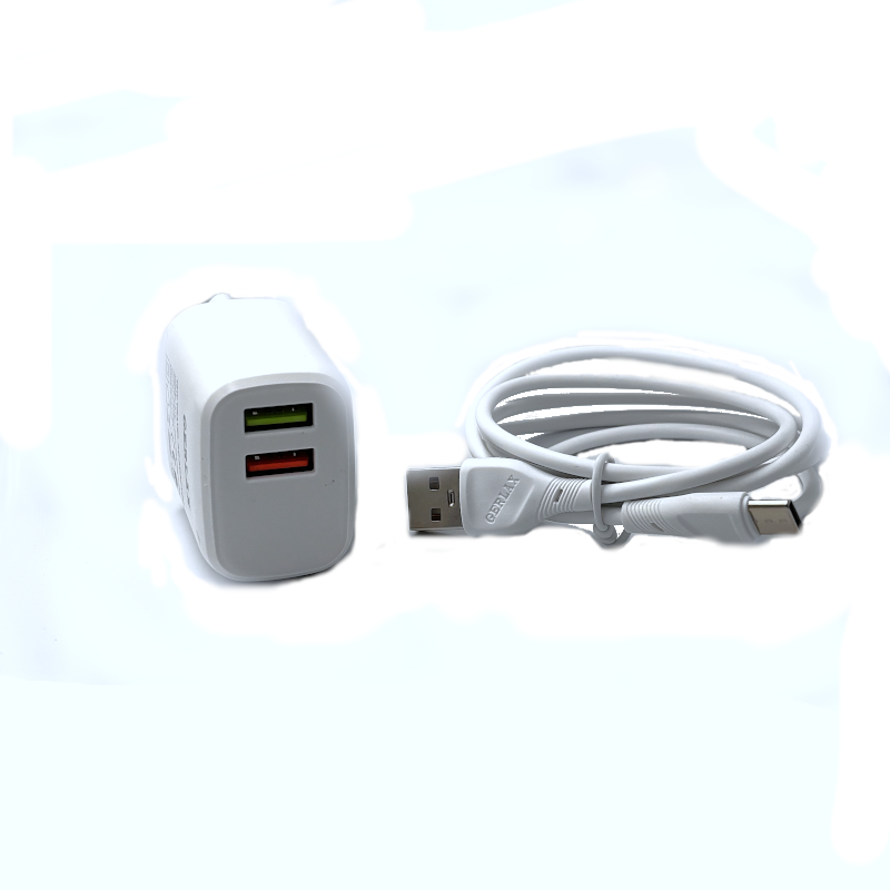картинка Зарядное устройство GERLAX A16T, 15W 3А, 2USB, шнур Type-C от магазина "мир Электроники"