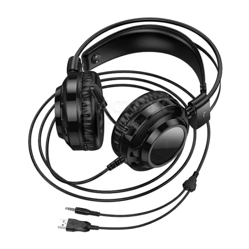 картинка Наушники проводные HOCO W110 игровые, RGB подсветка от магазина "мир Электроники"