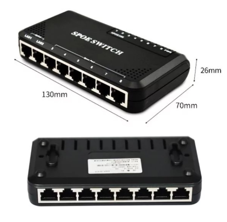 картинка Коммутатор HUB 8 портов POE с адаптером питания 15В 4.3А от магазина "мир Электроники"