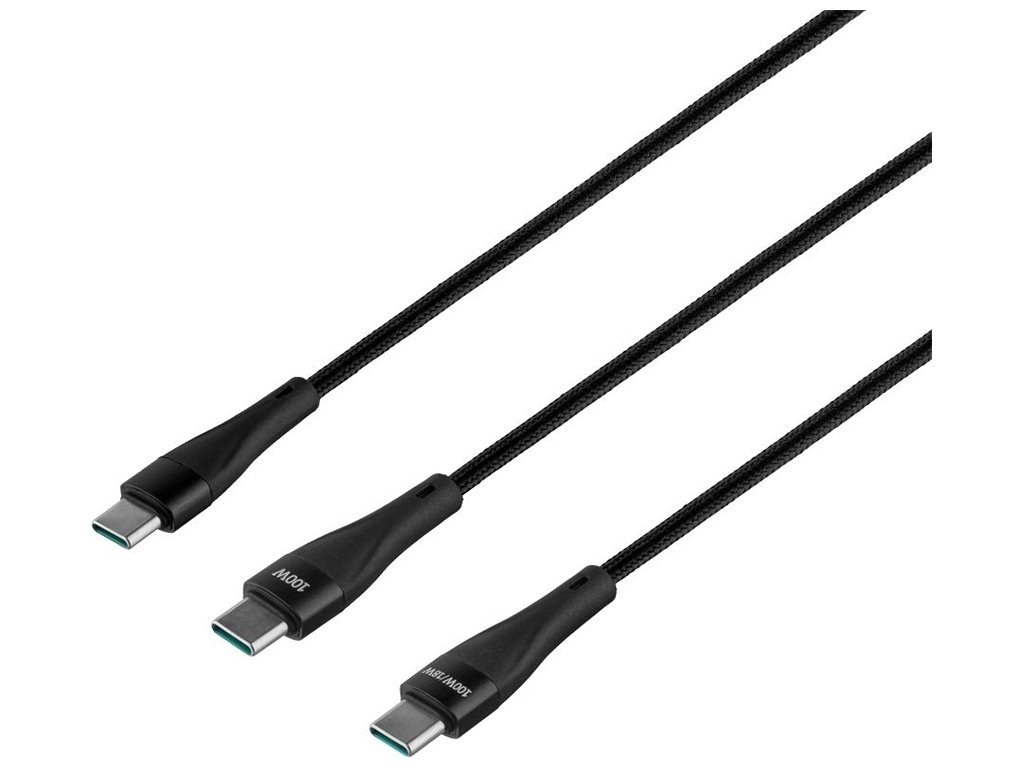 картинка Шнур HOCO U102, 2 в 1, Type-C на Type-C, + Type-C, 100 Вт, 1.2 м от магазина "мир Электроники"