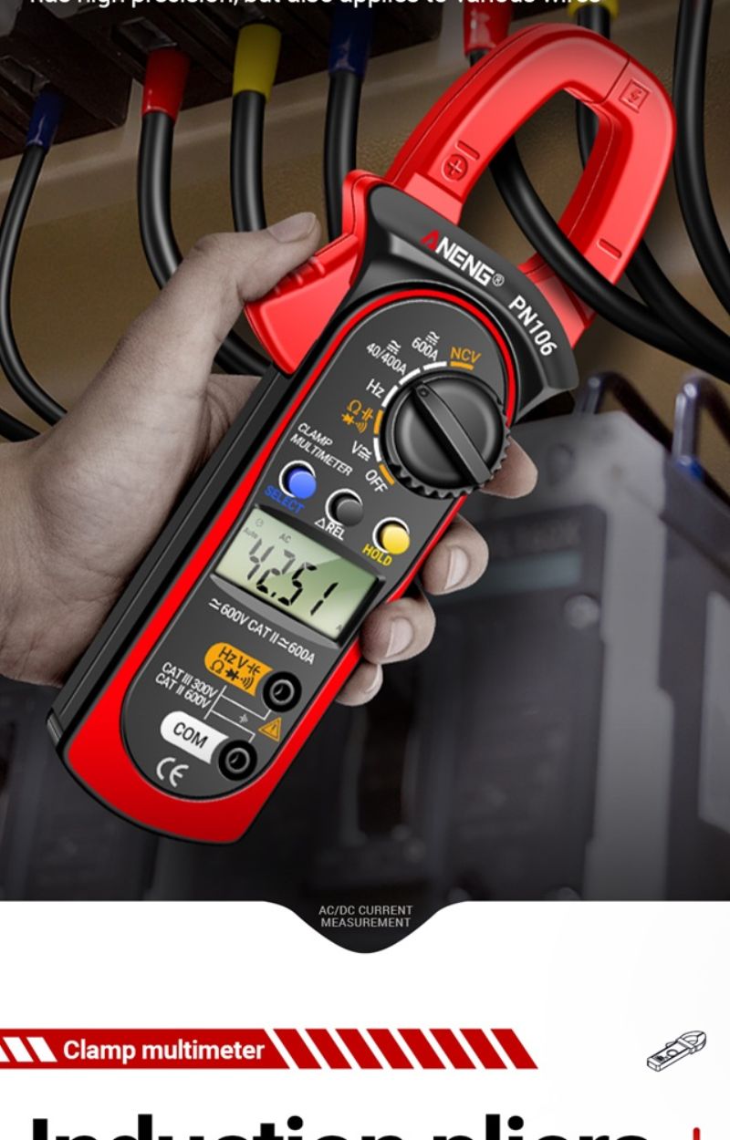 картинка Токовые клещи ANENG PN106 4000 до 600 А (AC, DC) мультиметр от магазина "мир Электроники"