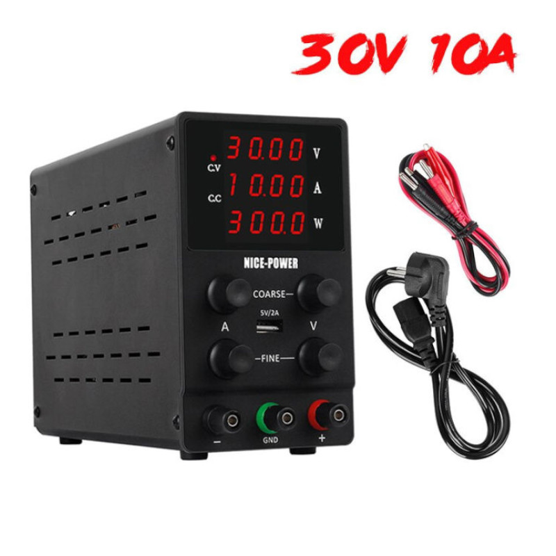 картинка Блок питания лабораторный NICE SPS3010, 0-30В/10А, 3 индикатора, черный от магазина "мир Электроники"