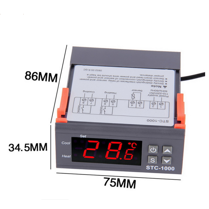 картинка Терморегулятор цифровой STC-3008 220В, 2 датчика, 2 дисплея от магазина "мир Электроники"
