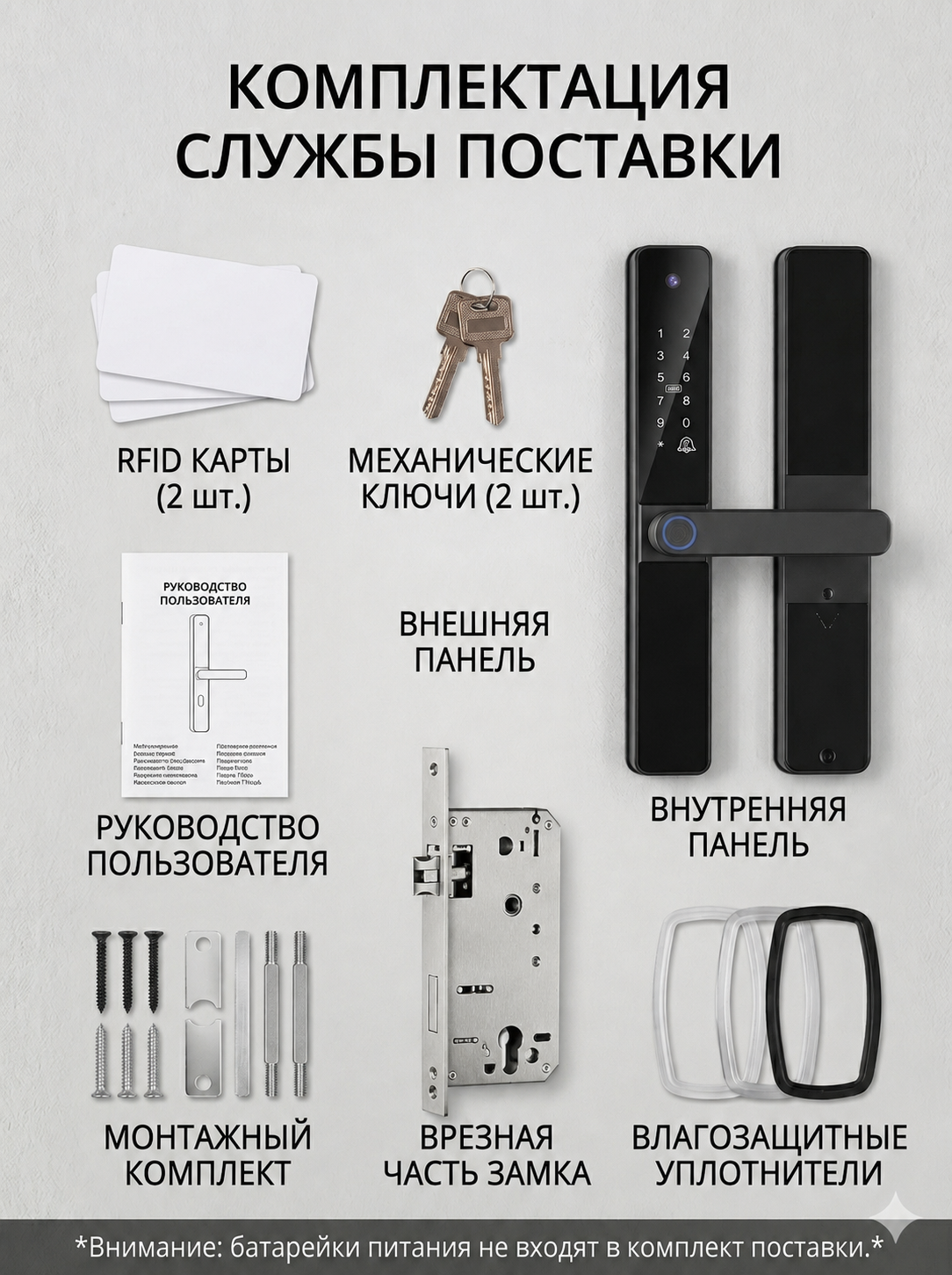 картинка Замок дверной Tuya S022, WIFI, видеоглазок, IP68, 4585, черный от магазина "мир Электроники"