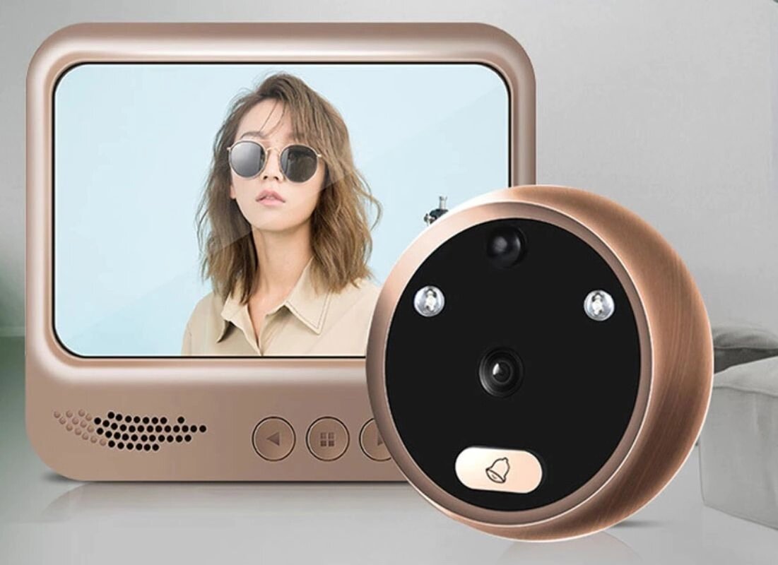 картинка Видео-глазок для двери TOPVICO 2,8", 720P, фото, датчик движения, аккумулятор от магазина "мир Электроники"