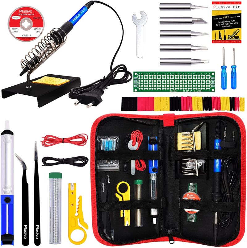 картинка Набор для паяльных работ N1, паяльник 60 Вт, жала, оловоотсос и др. от магазина "мир Электроники"