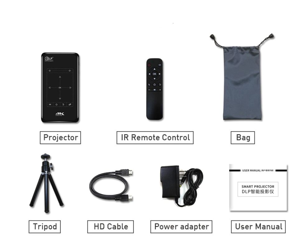 картинка Проектор мини DLP P09-II, Android 9.0, 4000 мАч, 2/32 ГБ от магазина "мир Электроники"