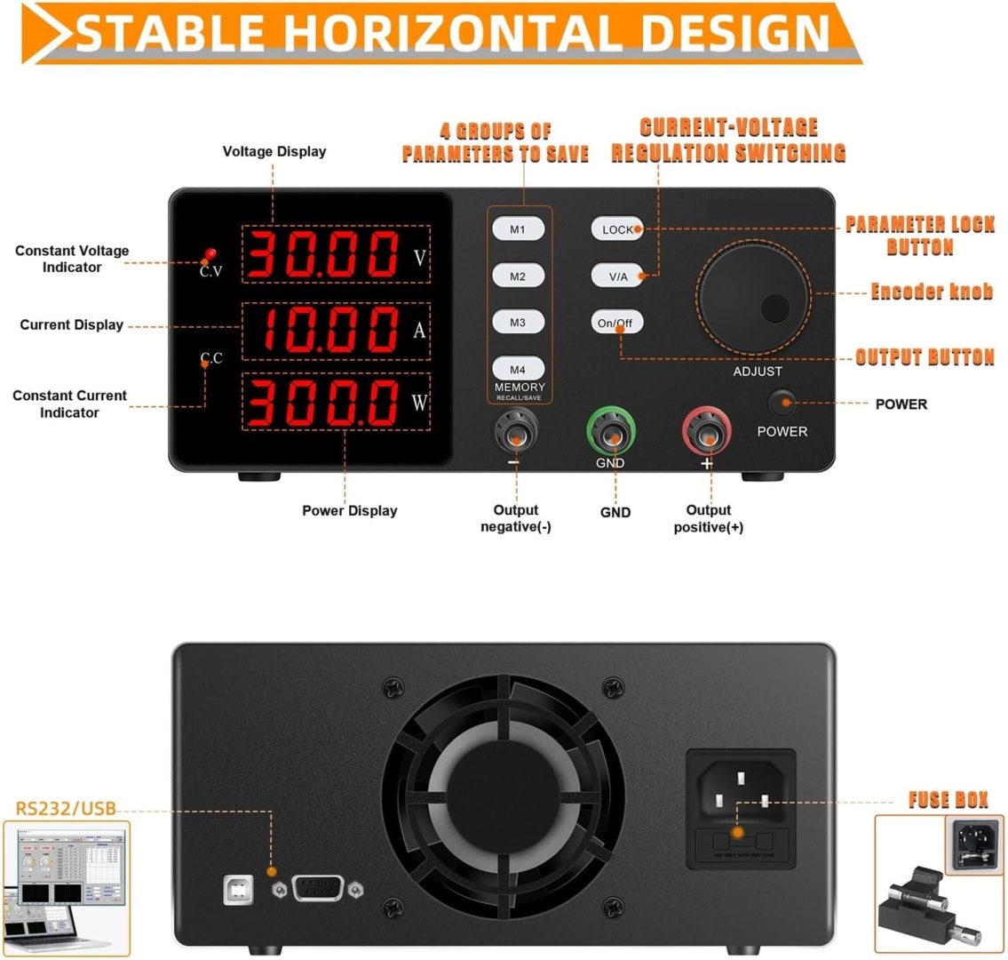 картинка Импульсный лабораторный блок питания Nice-Power SPPS-S3010-232 (30 В / 10 А) от магазина "мир Электроники"
