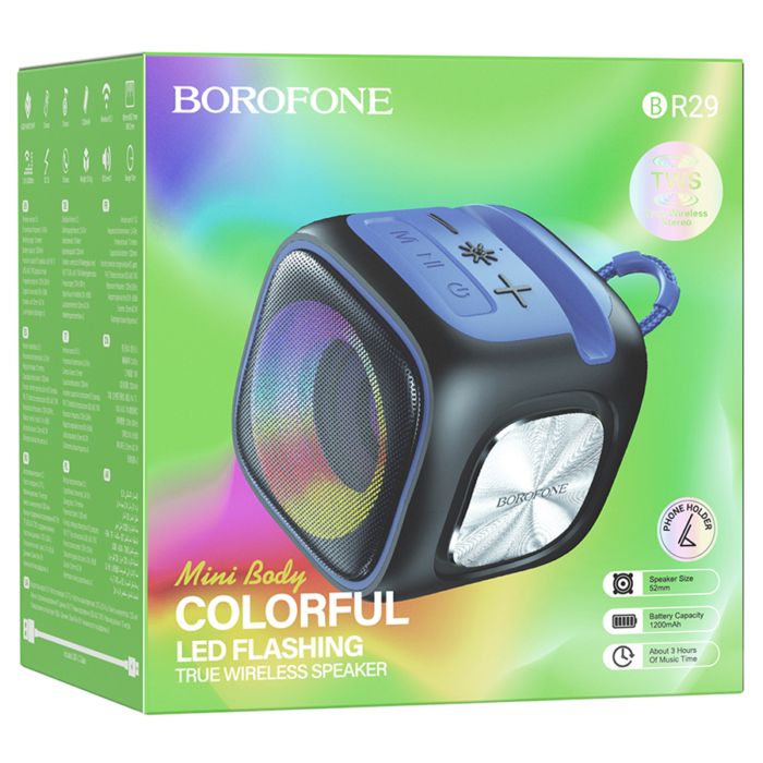 картинка Колонка беспроводная BROFONE BR29 с подсветкой ВТ 5.3, 7 Вт, 3 ч от магазина "мир Электроники"