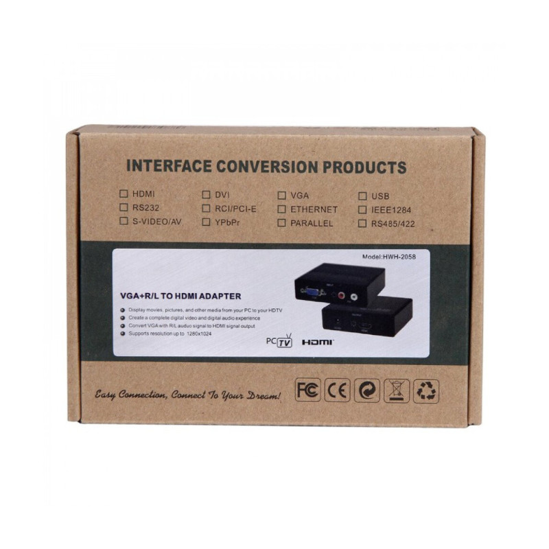 картинка Конвертор HWH-2058 VGA+R/L аудио на HDMI от магазина "мир Электроники"