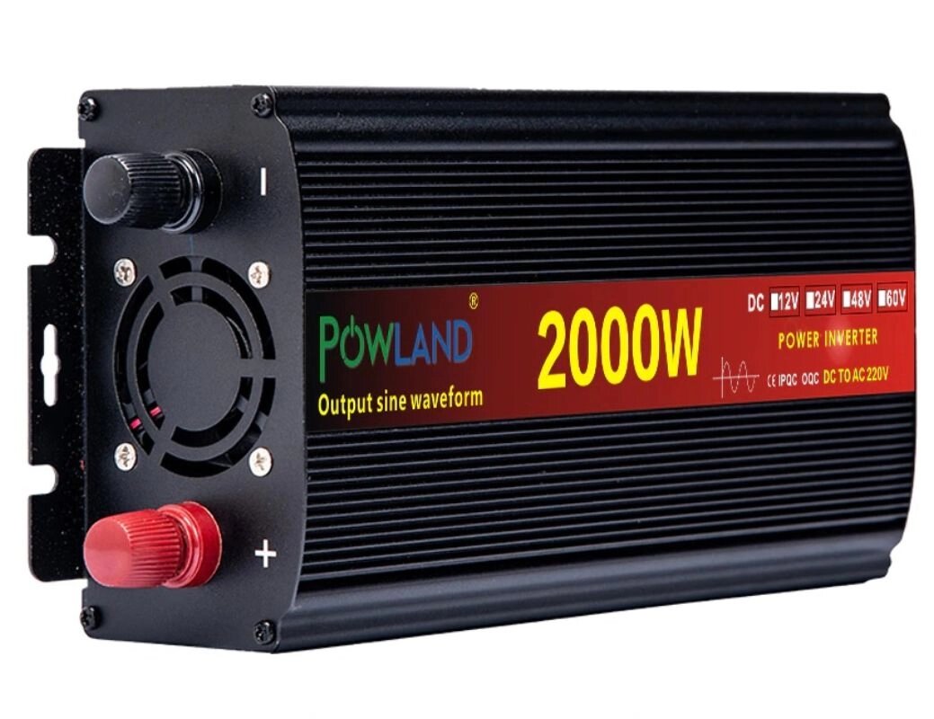 картинка Инвертор POWLAND 12В на 220В 2000Вт в импульсе, выход синус от магазина "мир Электроники"