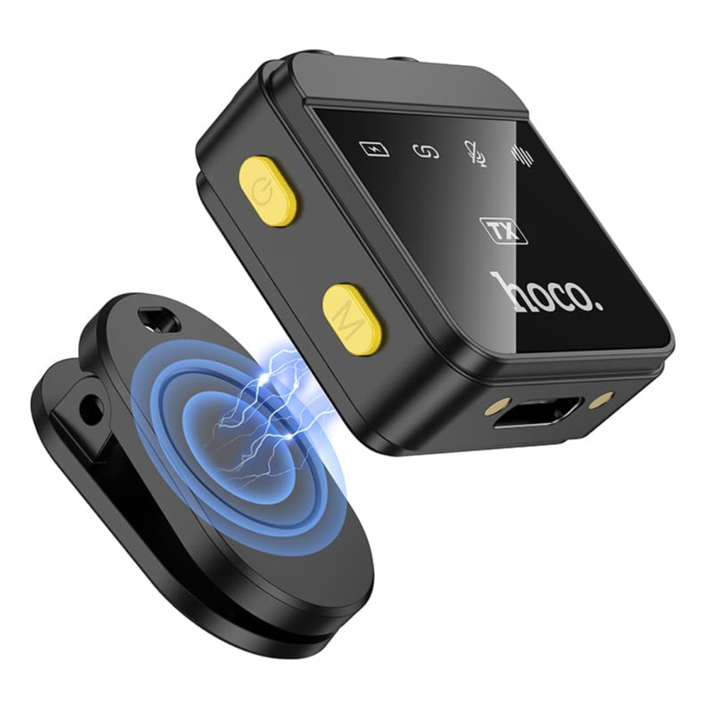 картинка Микрофон петличка беспроводной HOCO L17. 2 микрофона, Type-C, IP, до 6 ч от магазина "мир Электроники"