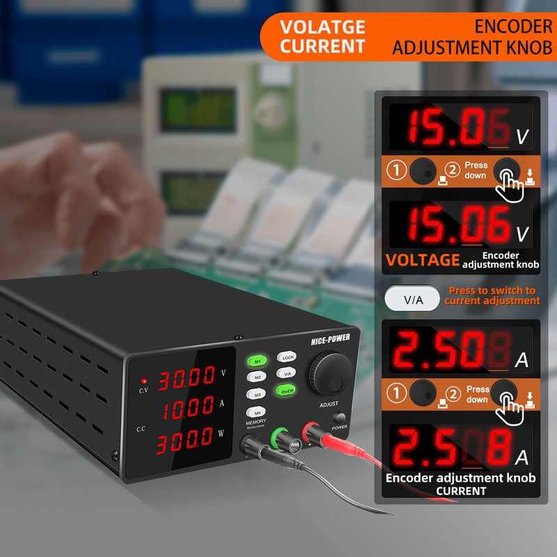 картинка Блок питания NICE SPPS-S3010-R, 0-30В/10А, RS-232, память, черный от магазина "мир Электроники"