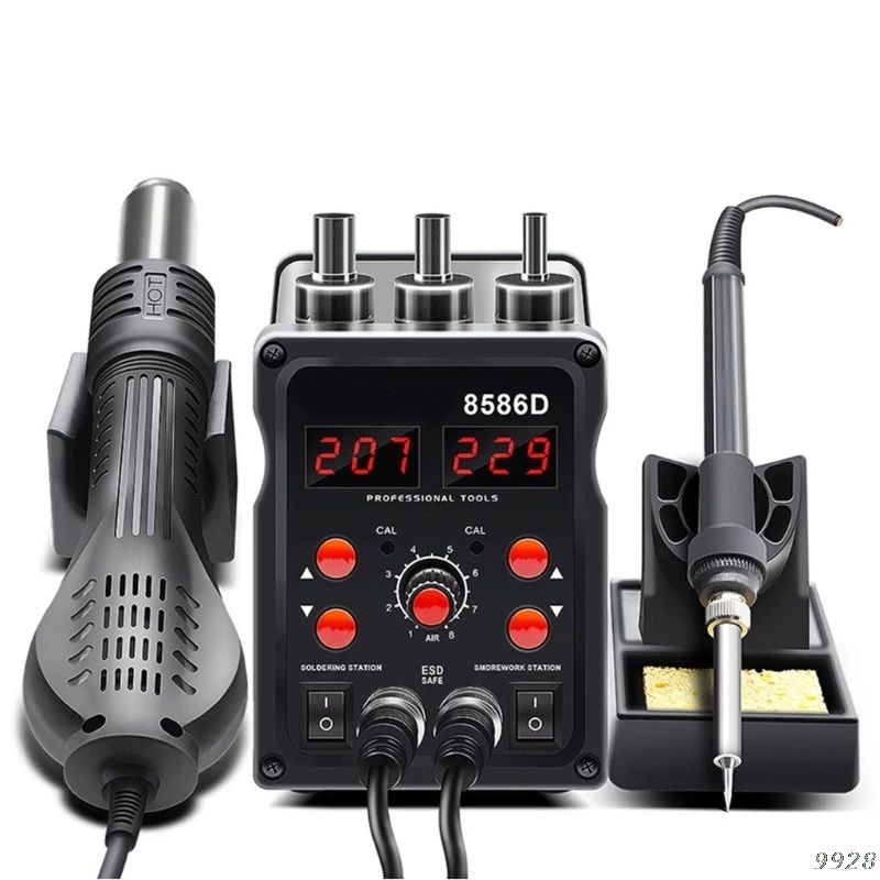 картинка Паяльная станция 8586D, 2 дисплея, черная, Set-2 от магазина "мир Электроники"