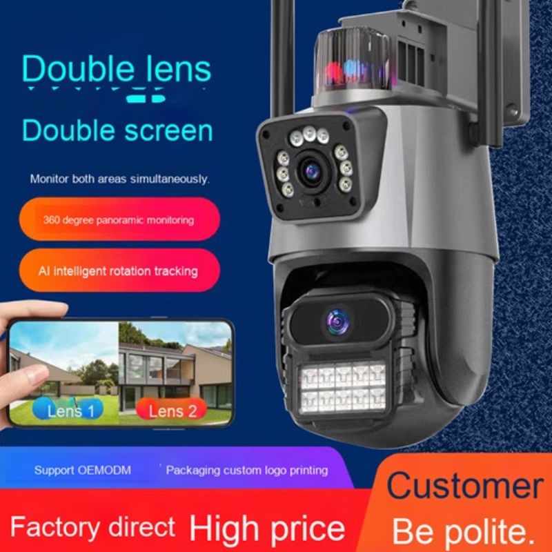 картинка Уличная двойная 4G IPS-V380-V21 камера, 3K 6MP (сим-карта), черная от магазина "мир Электроники"