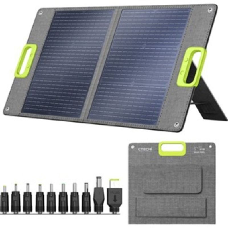 картинка Солнечная панель портативная туристическая CTECHi SP-60, 60 Вт, 2USB, USB-C, монокристаллическая от магазина "мир Электроники"
