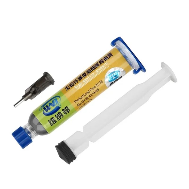 картинка Паста паяльная низкотемпературная в шприце WNB Sn42Bi58, 138 град., 35 г. от магазина "мир Электроники"