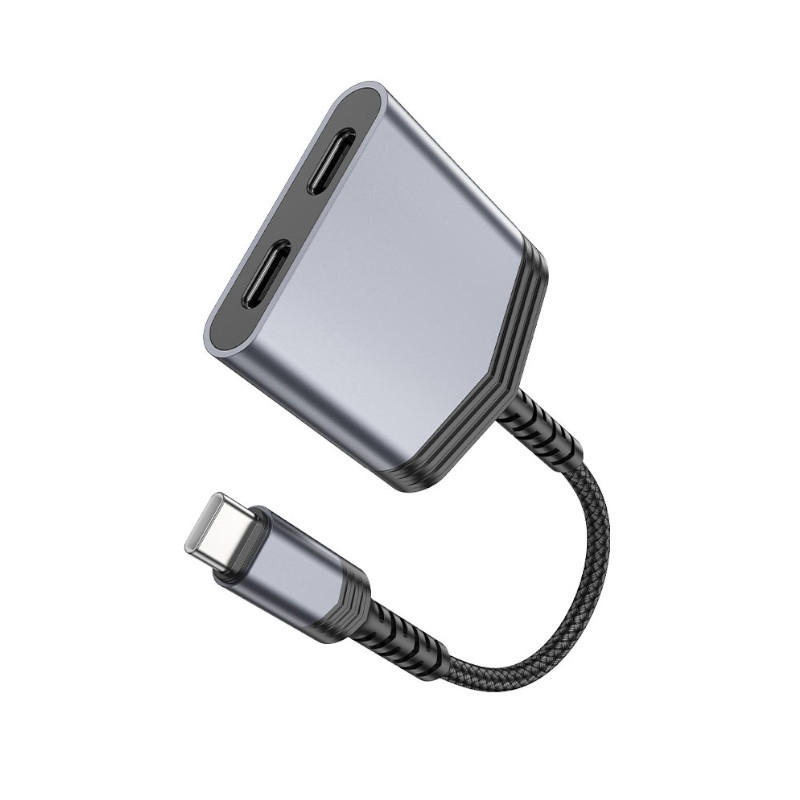 картинка Адаптер HOCO LS40 Type-C (папа) на 2 USD-C (мама) для наушников и зарядки, шт. от магазина "мир Электроники"