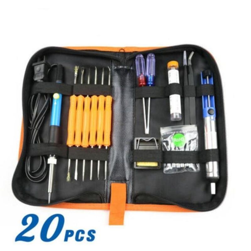 картинка Набор для паяльных работ N2, паяльник 60 Вт, жала, оловоотсос и др. от магазина "мир Электроники"