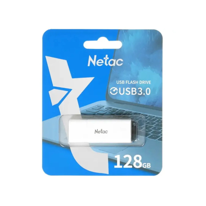 картинка Флешка Netac NT03U185N-128G-30WH, 128GB, USB3.0 белый с подсветкой от магазина "мир Электроники"