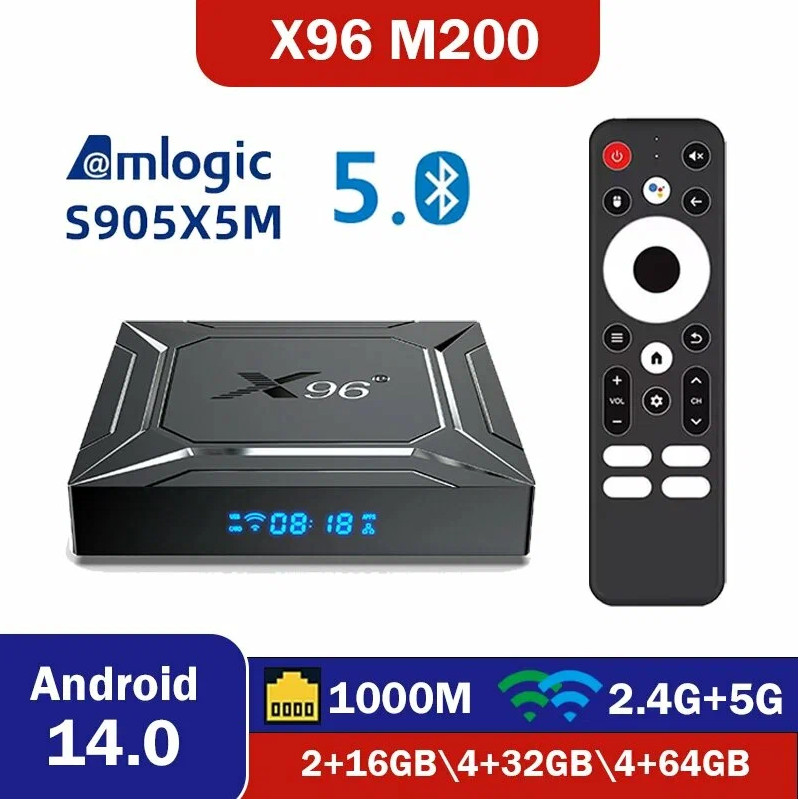 картинка TV Box H96 M200, 4/64 ГБ, Android 14, S905XSM от магазина "мир Электроники"