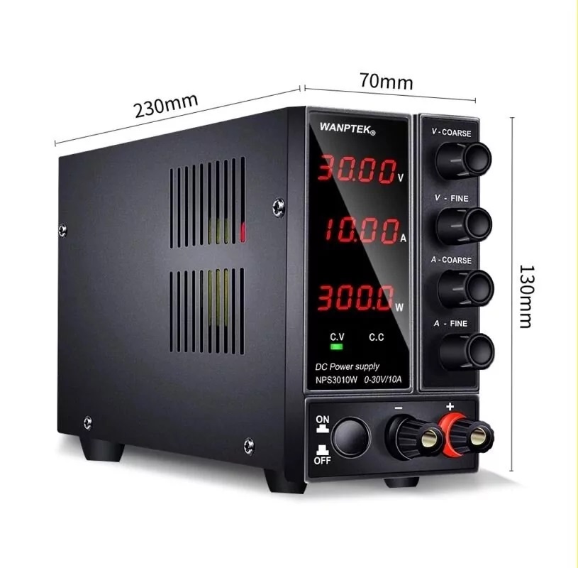 картинка Блок питания лабораторный Wanptek NPS3010W, 4 разряда, 0-30В/10А, черный от магазина "мир Электроники"