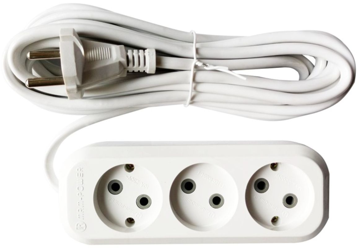 картинка Удлинитель MRM-POWER MRM-313 на 3 розетки, 8 м, без заземления от магазина "мир Электроники"