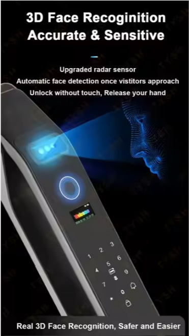 картинка Смарт замок дверной TYSH Tuya K9, 3D Face ID, Wi-Fi, BT от магазина "мир Электроники"