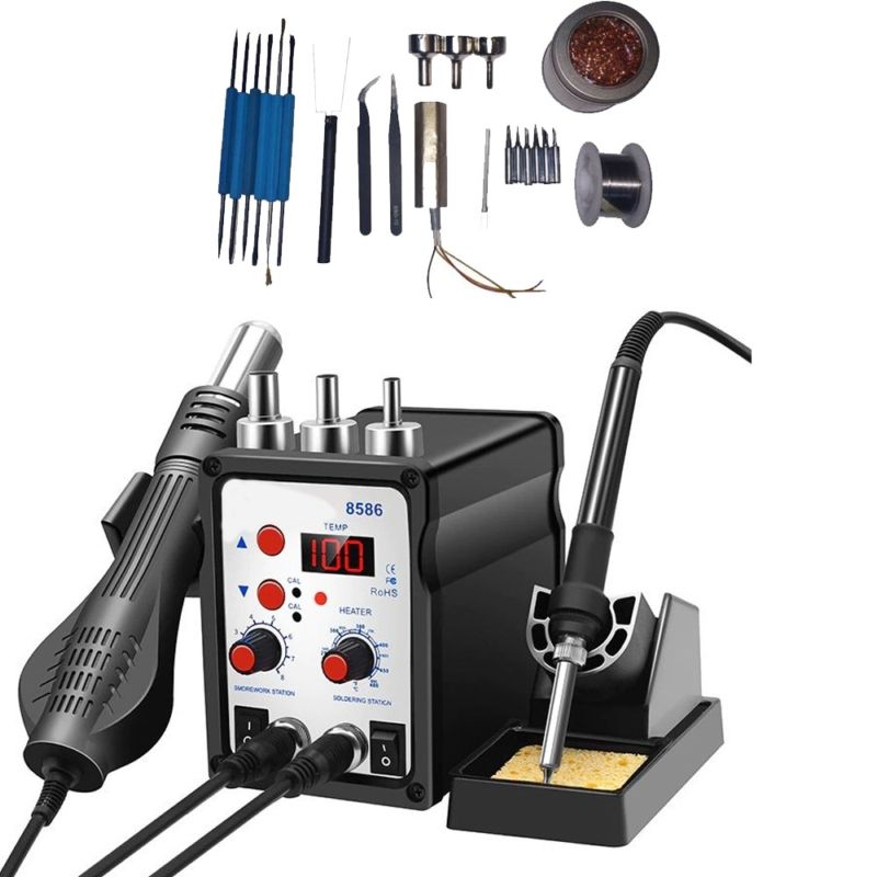 картинка Паяльная станция 8586 с феном, аналого-цифровая, Set-1 от магазина "мир Электроники"