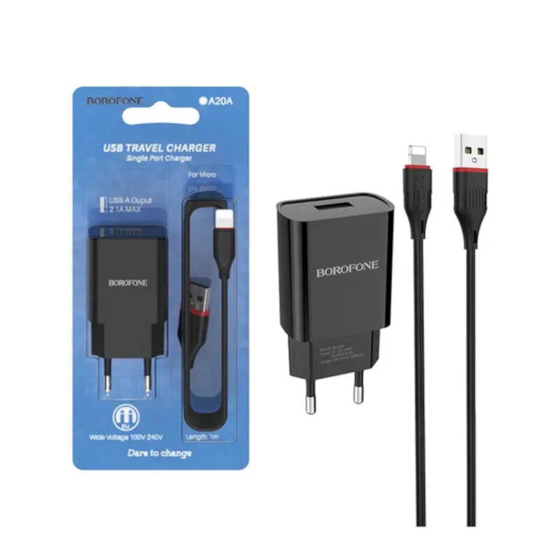 картинка Зарядное устройство BOROFONE BA20A, USB, 2.1A от магазина "мир Электроники"